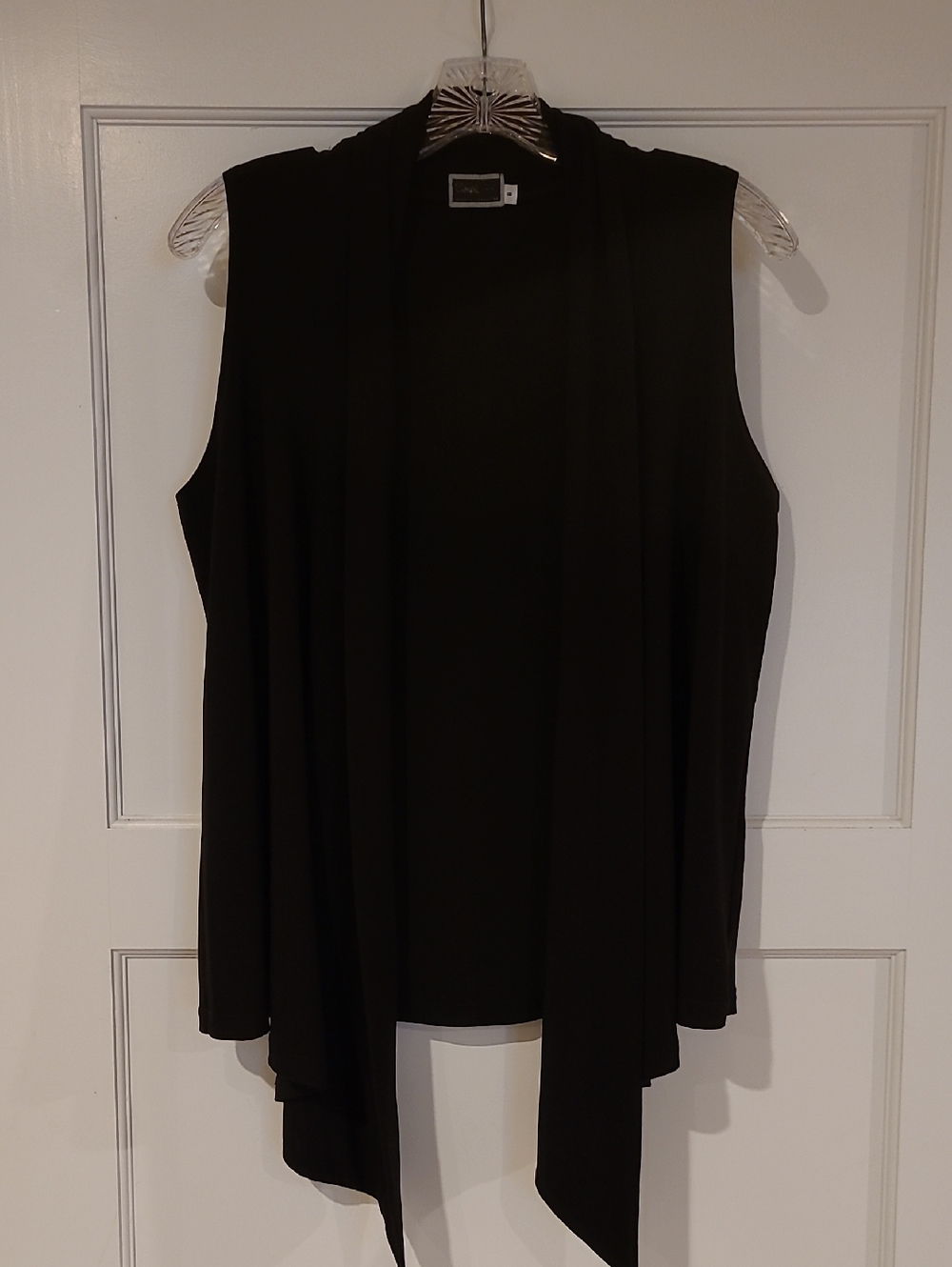 Sympli Black Sleeveless Draped Open-Front Tunic